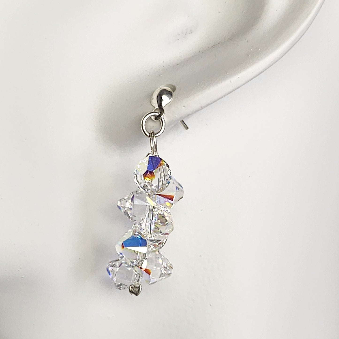 Conjunto Pulsera Anillo Aro Cristal Swarovski Elements Aurora Boreal Plata 925