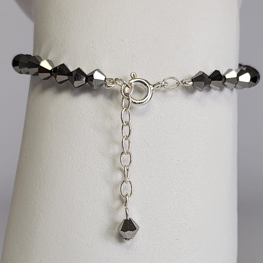 Pulsera ALMA Cristal Swarovski 4mm Jet Light Hematite Full