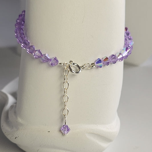 Pulsera ALMA Cristal Swarovski Elements Violet AB 4mm Plata 925