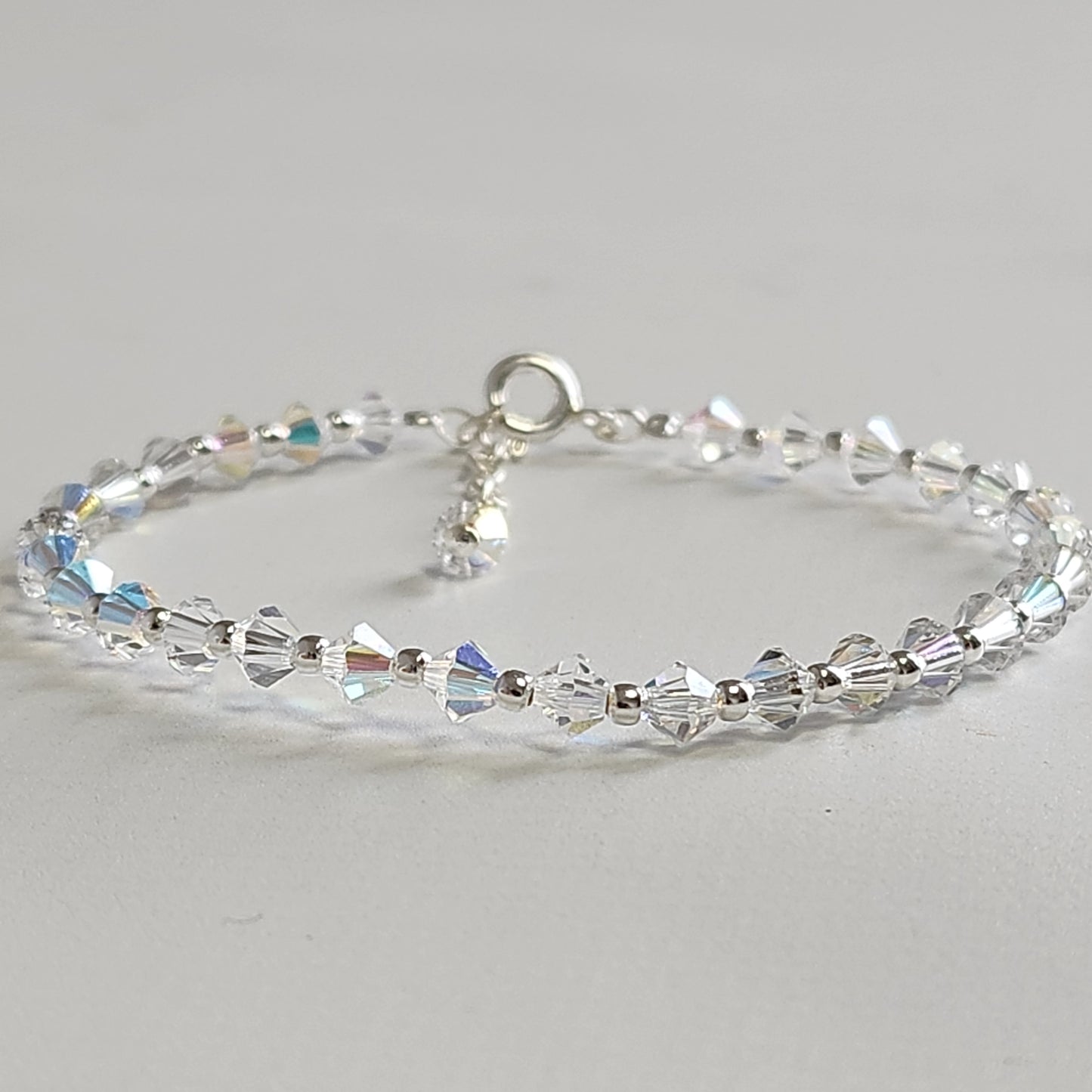 Pulsera Cristal Swarovski Elements Bolita Plata 925 Varios Colores