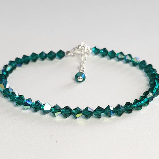 Pulsera ALMA Cristal Swarovski 4mm Esmerald ab