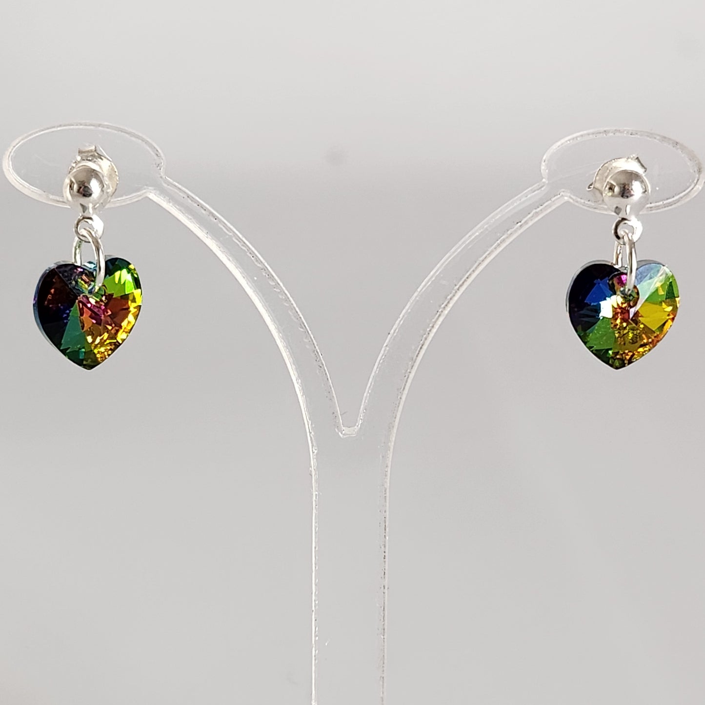Aros Colgantes Corazón Cristal Swarovski Elements Plata 925 Varios Colores
