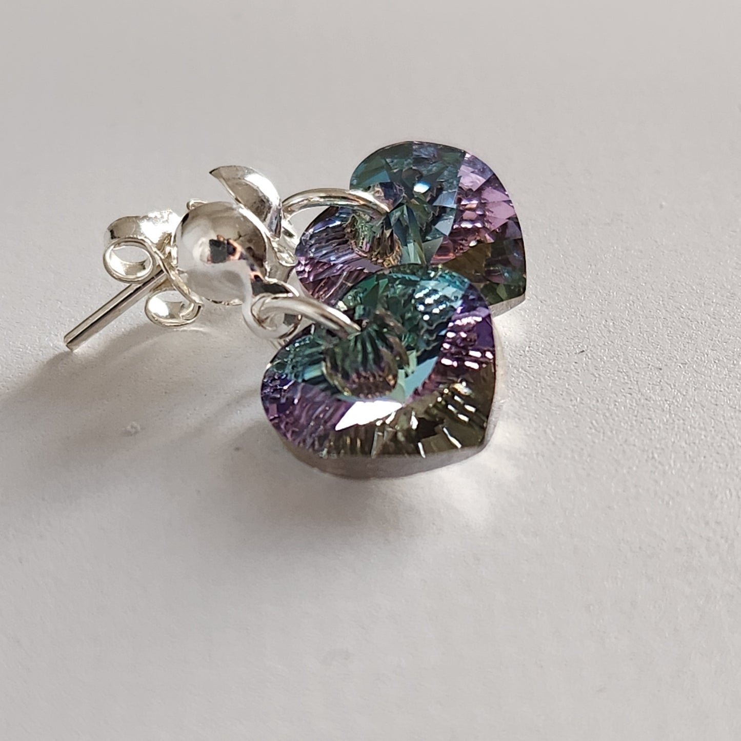 Aros Colgantes Corazón Cristal Swarovski Elements Plata 925 Varios Colores