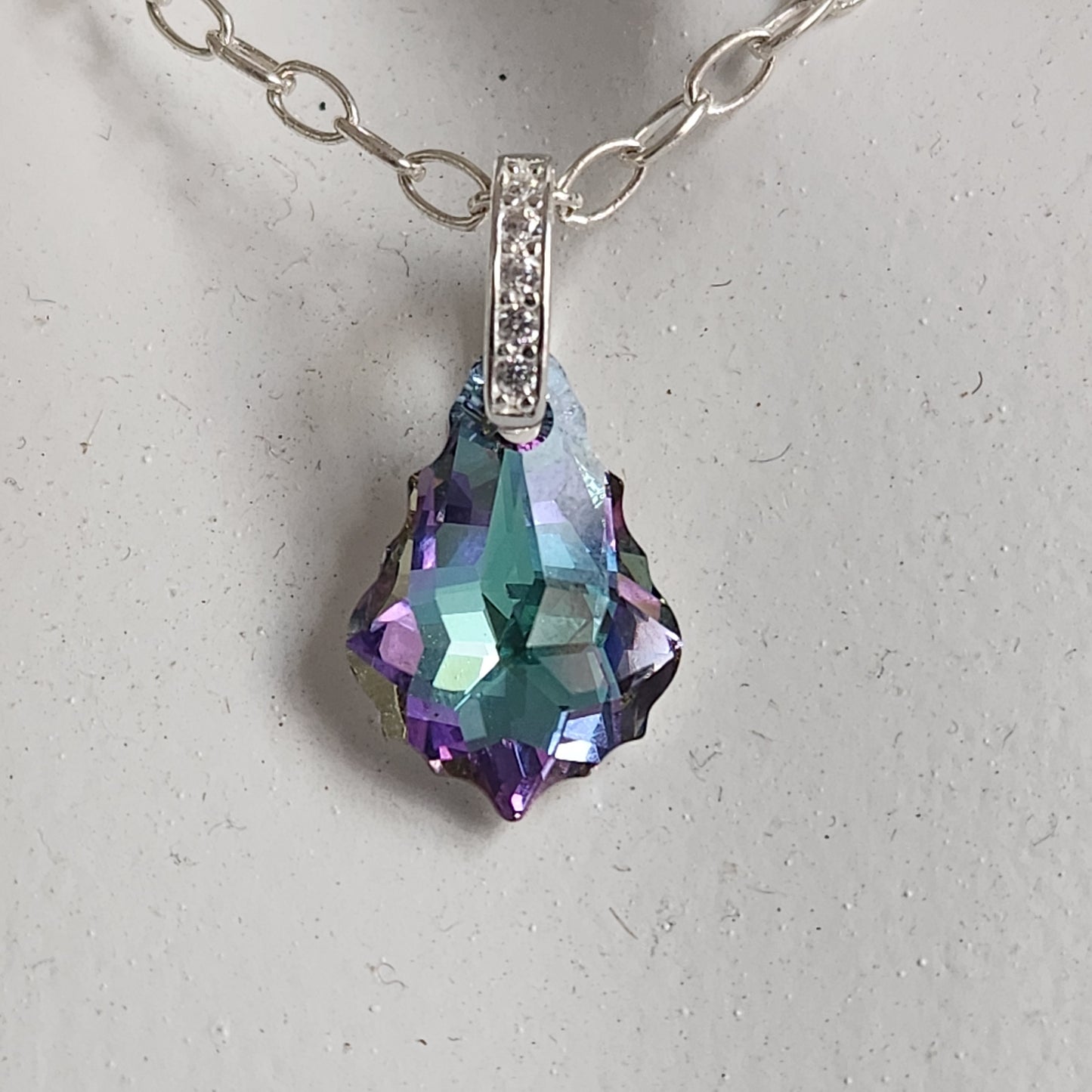 Collar BAROQUE 16mm Cristal Swarovski Elements Aurora Boreal Plata 925
