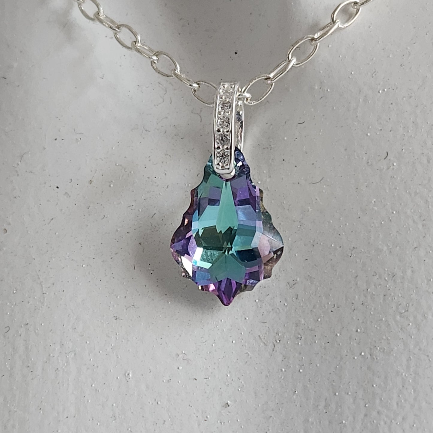Collar BAROQUE 16mm Cristal Swarovski Elements Aurora Boreal Plata 925