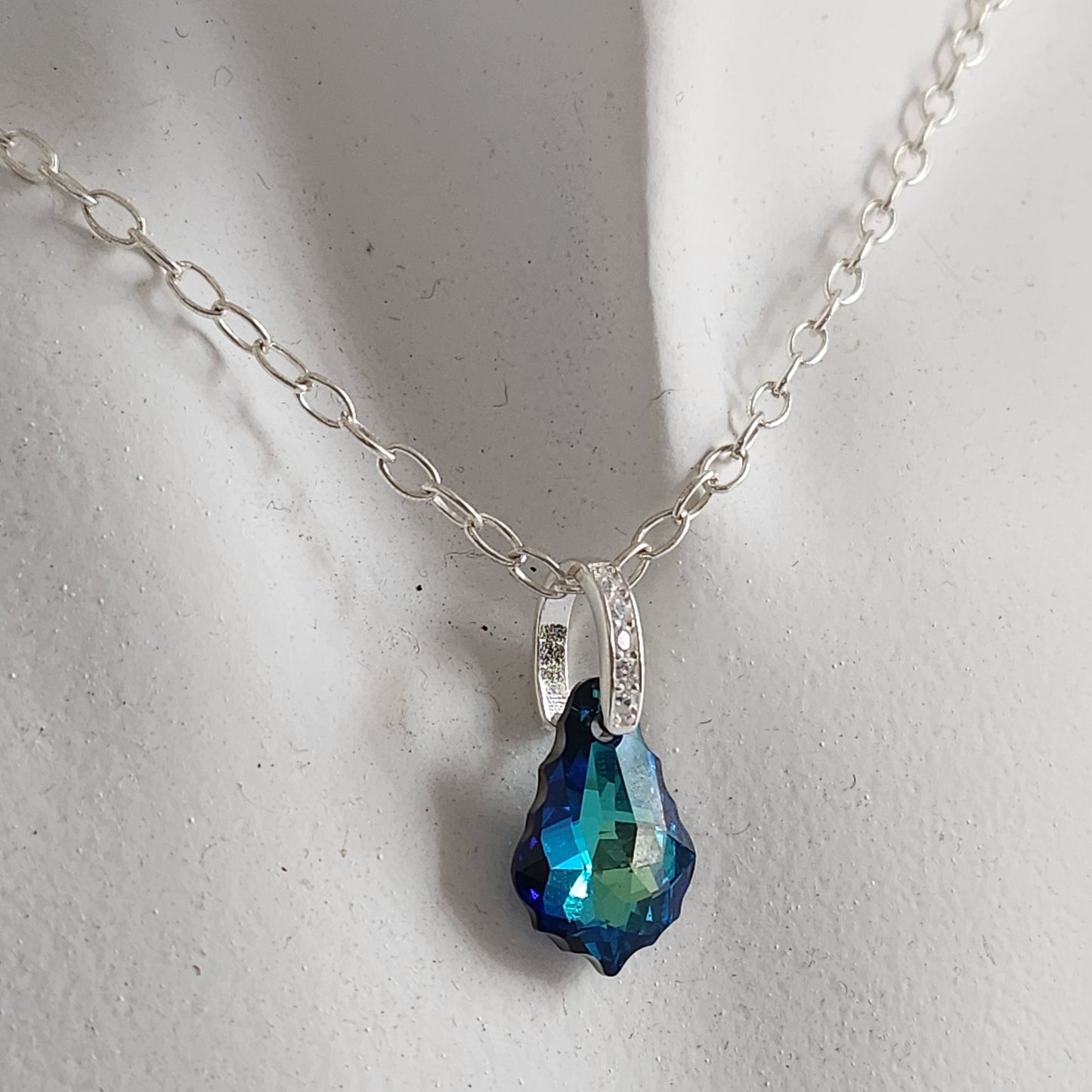 Collar BAROQUE 16mm Cristal Swarovski Elements Aurora Boreal Plata 925