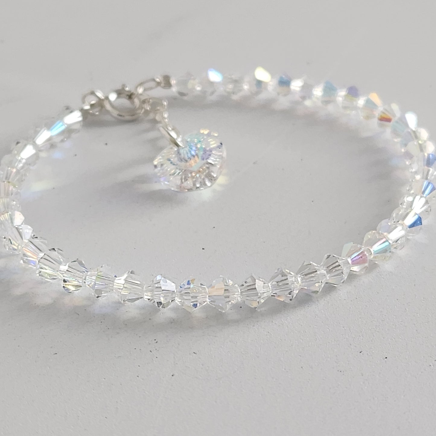 Pulsera Cristal Swarovski Elements Dije Corazon 4mm Todos Los Colores