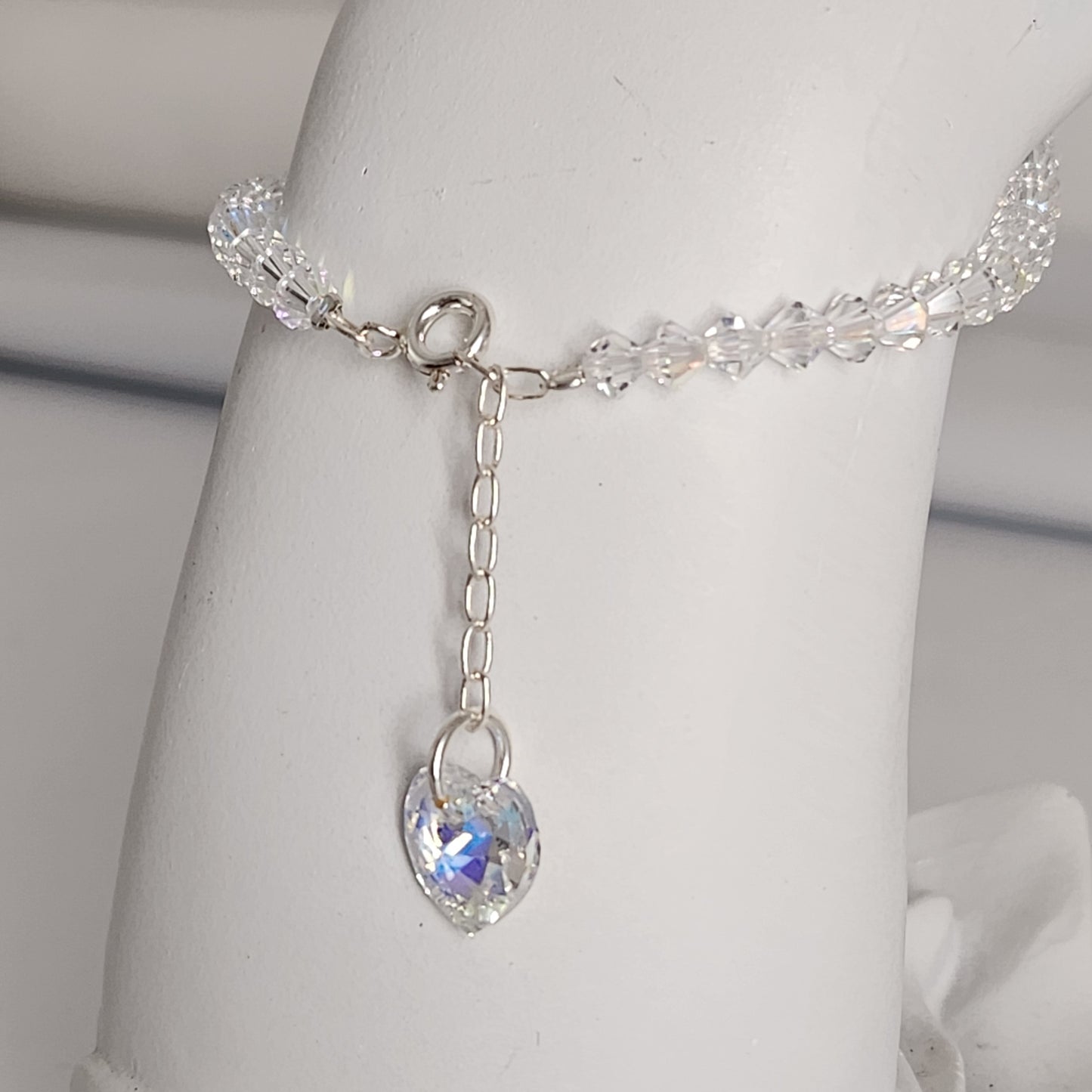 Pulsera Cristal Swarovski Elements Dije Corazon 4mm Todos Los Colores