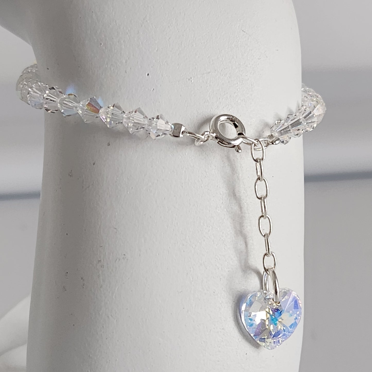 Pulsera Cristal Swarovski Elements Dije Corazon 4mm Todos Los Colores