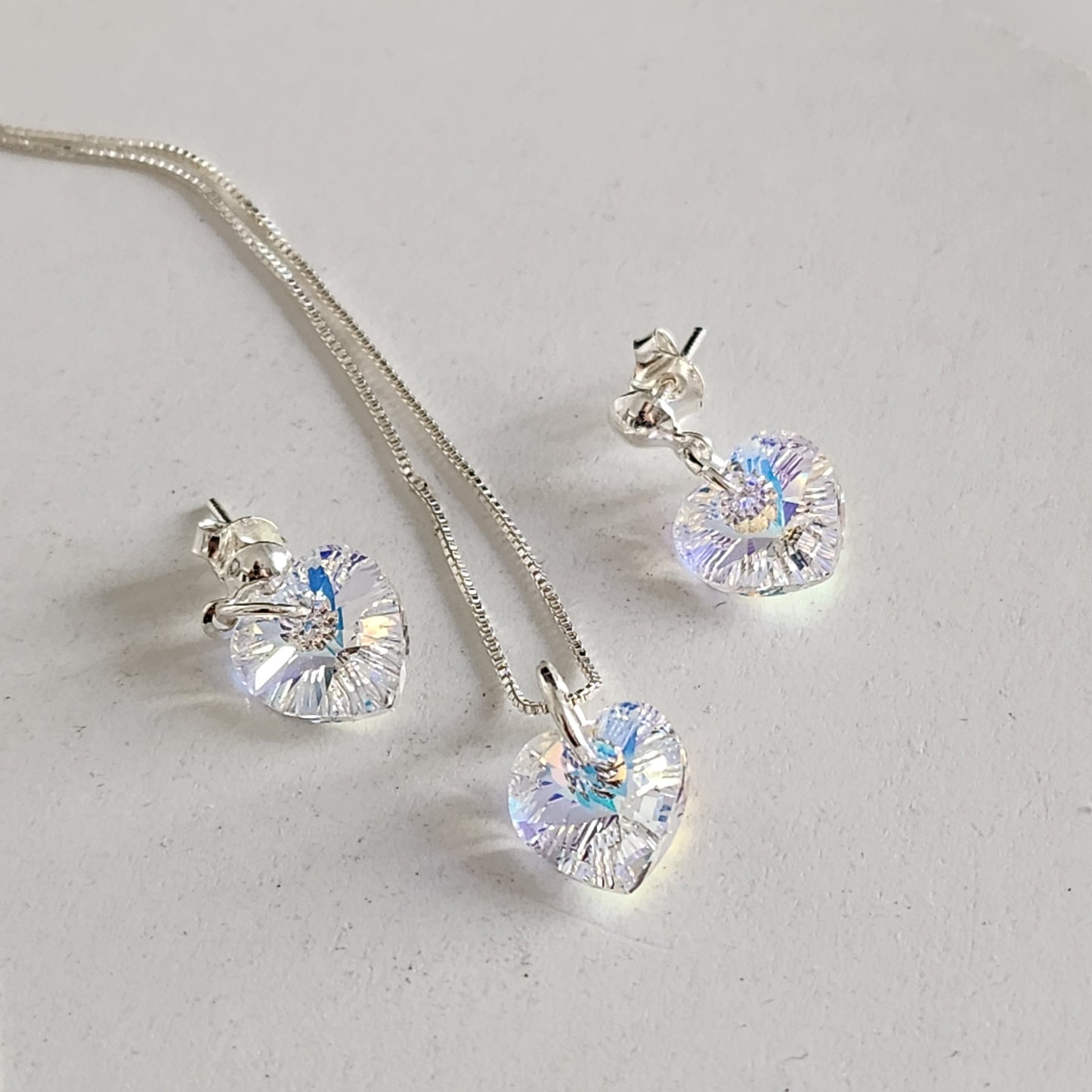 Conjunto Aros + Corazón 10mm Cristal Swarovski Elements Plata 925