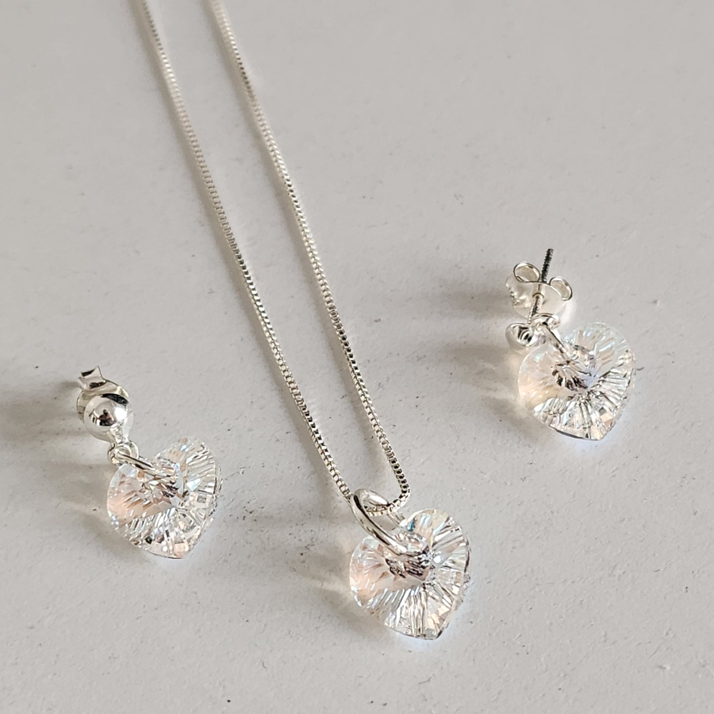Conjunto Aros + Corazón 10mm Cristal Swarovski Elements Plata 925