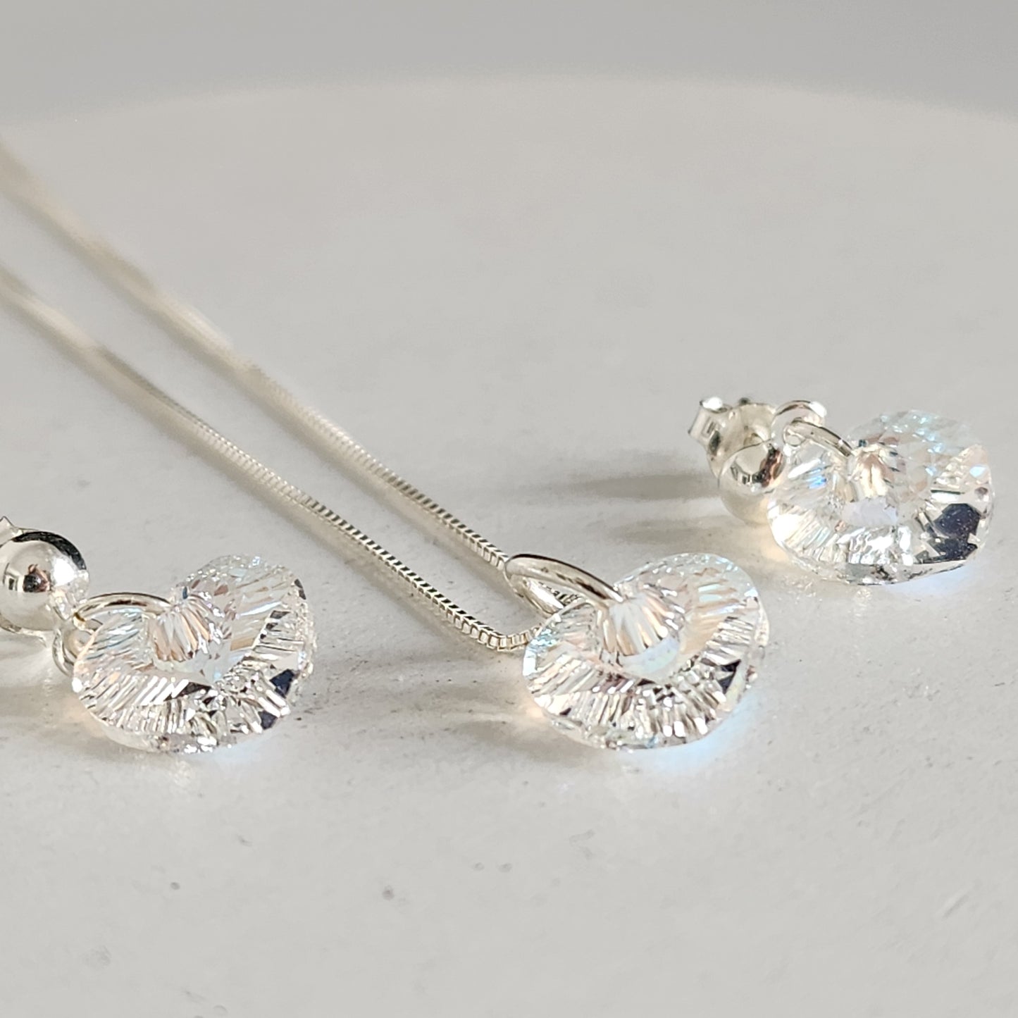 Conjunto Aros + Corazón 10mm Cristal Swarovski Elements Plata 925