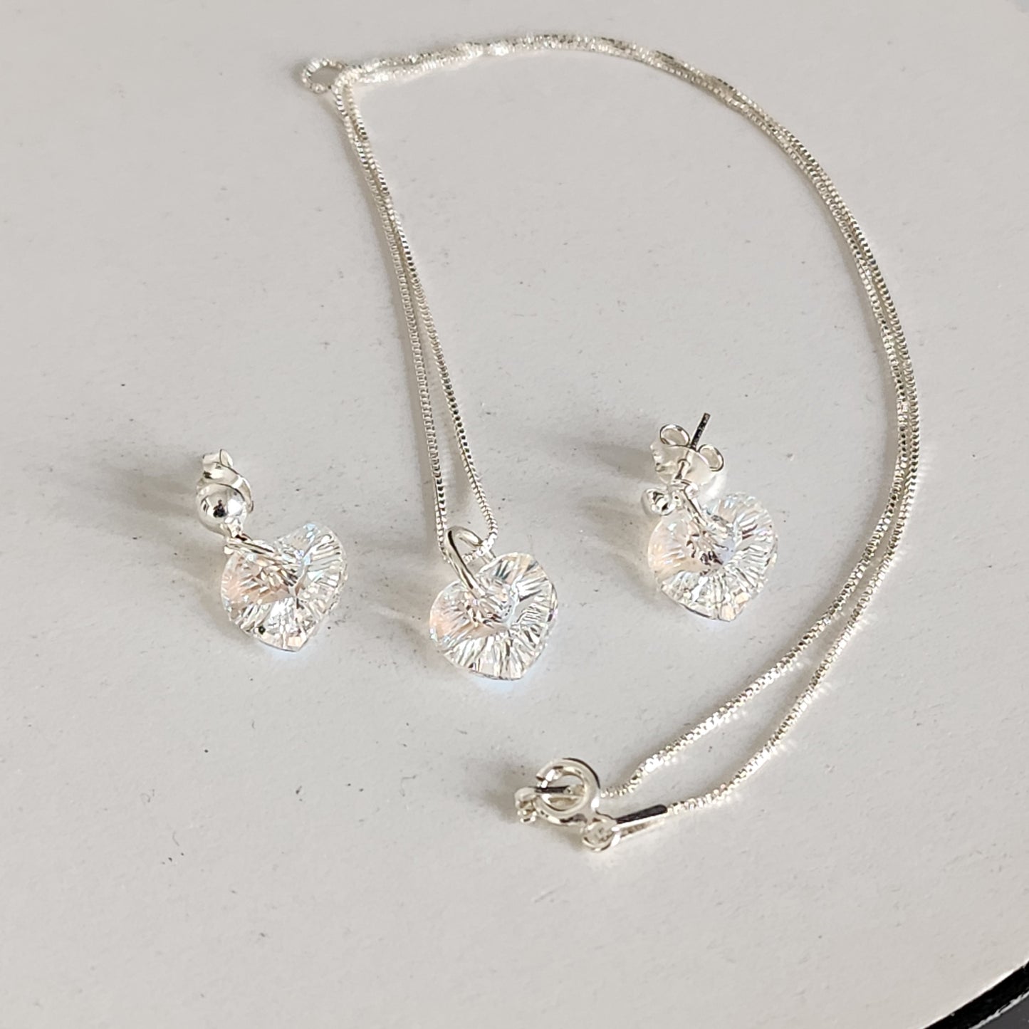 Conjunto Aros + Corazón 10mm Cristal Swarovski Elements Plata 925
