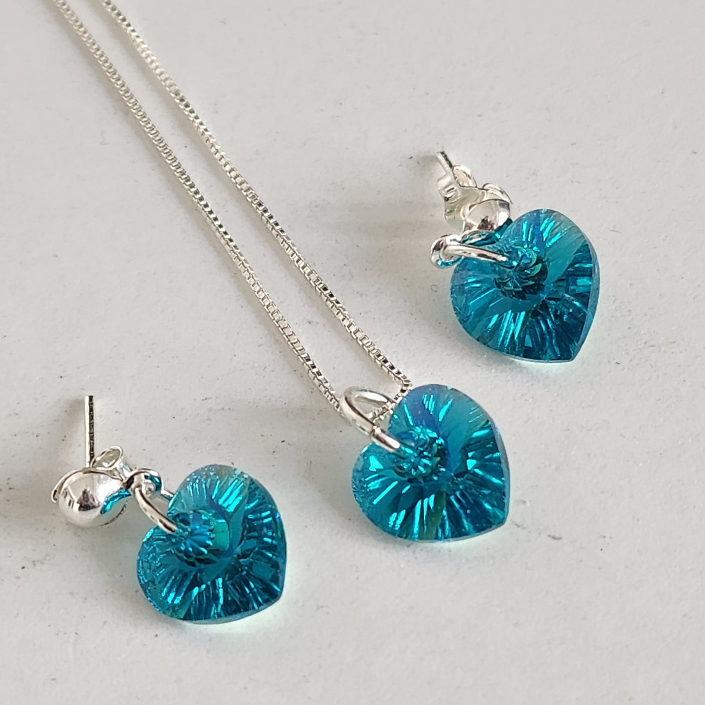 Conjunto Aros + Corazón 10mm Cristal Swarovski Elements Plata 925