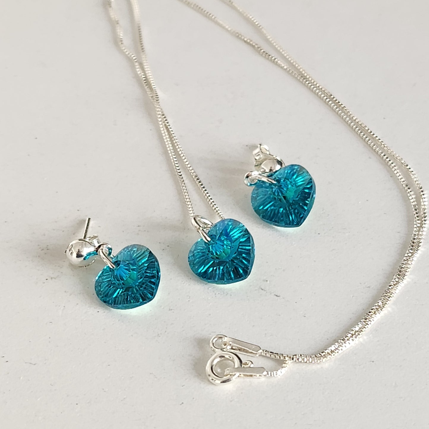 Conjunto Aros + Corazón 10mm Cristal Swarovski Elements Plata 925
