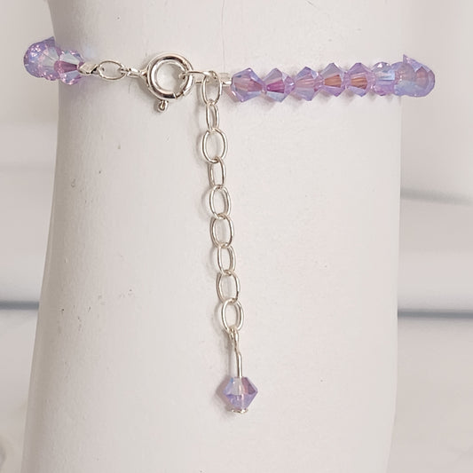 Pulsera ALMA Cristal Swarovski Elements Violet AB 2x 4mm Plata 925 con Dije