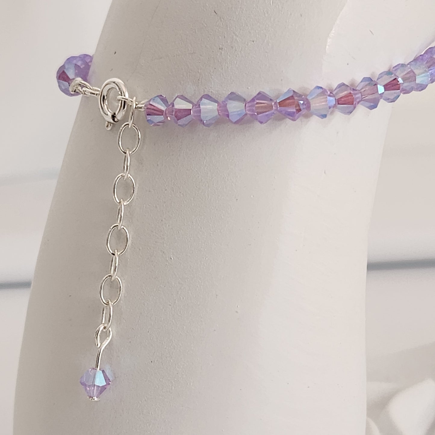 Pulsera ALMA Cristal Swarovski Elements Violet AB 2x 4mm Plata 925 con Dije
