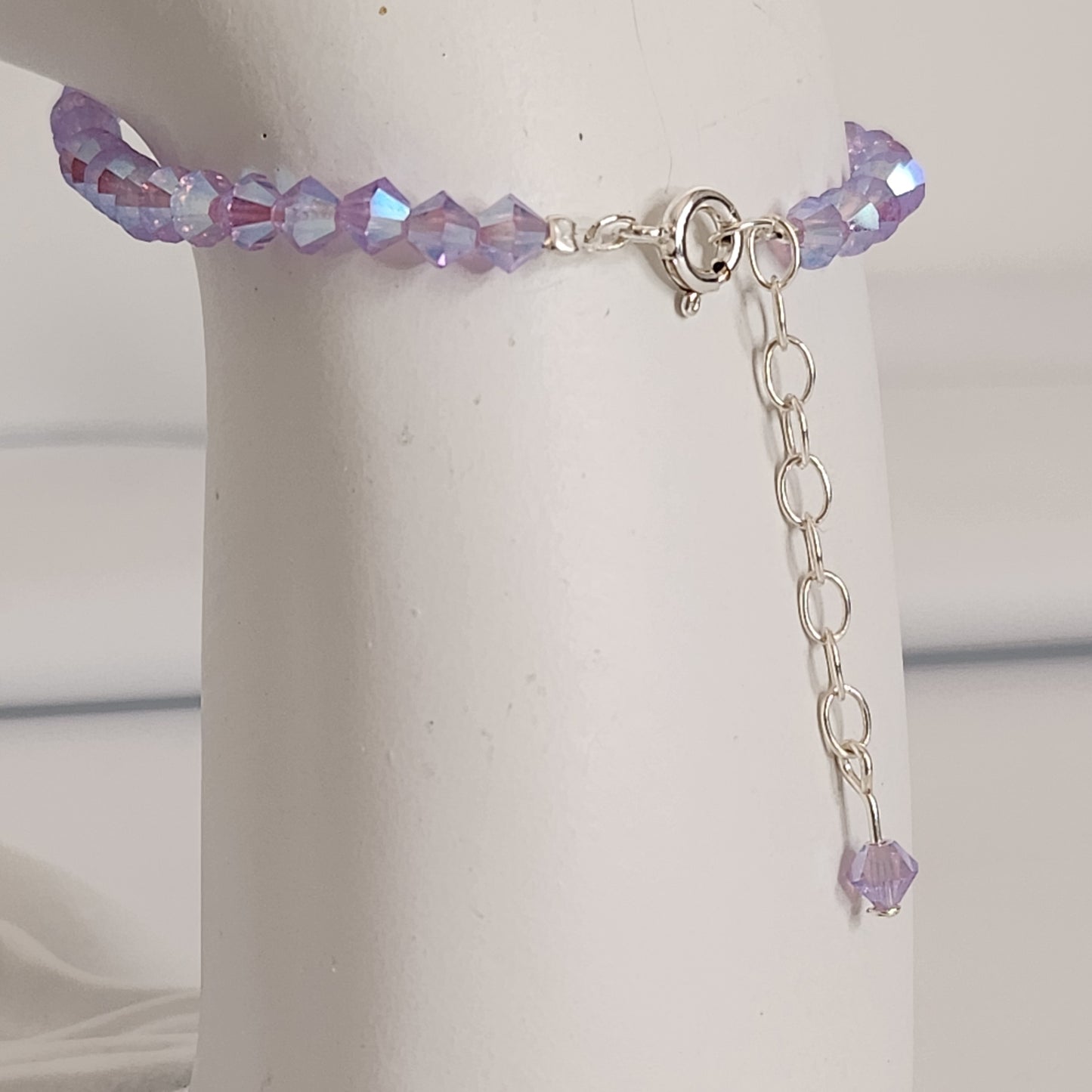 Pulsera ALMA Cristal Swarovski Elements Violet AB 2x 4mm Plata 925 con Dije