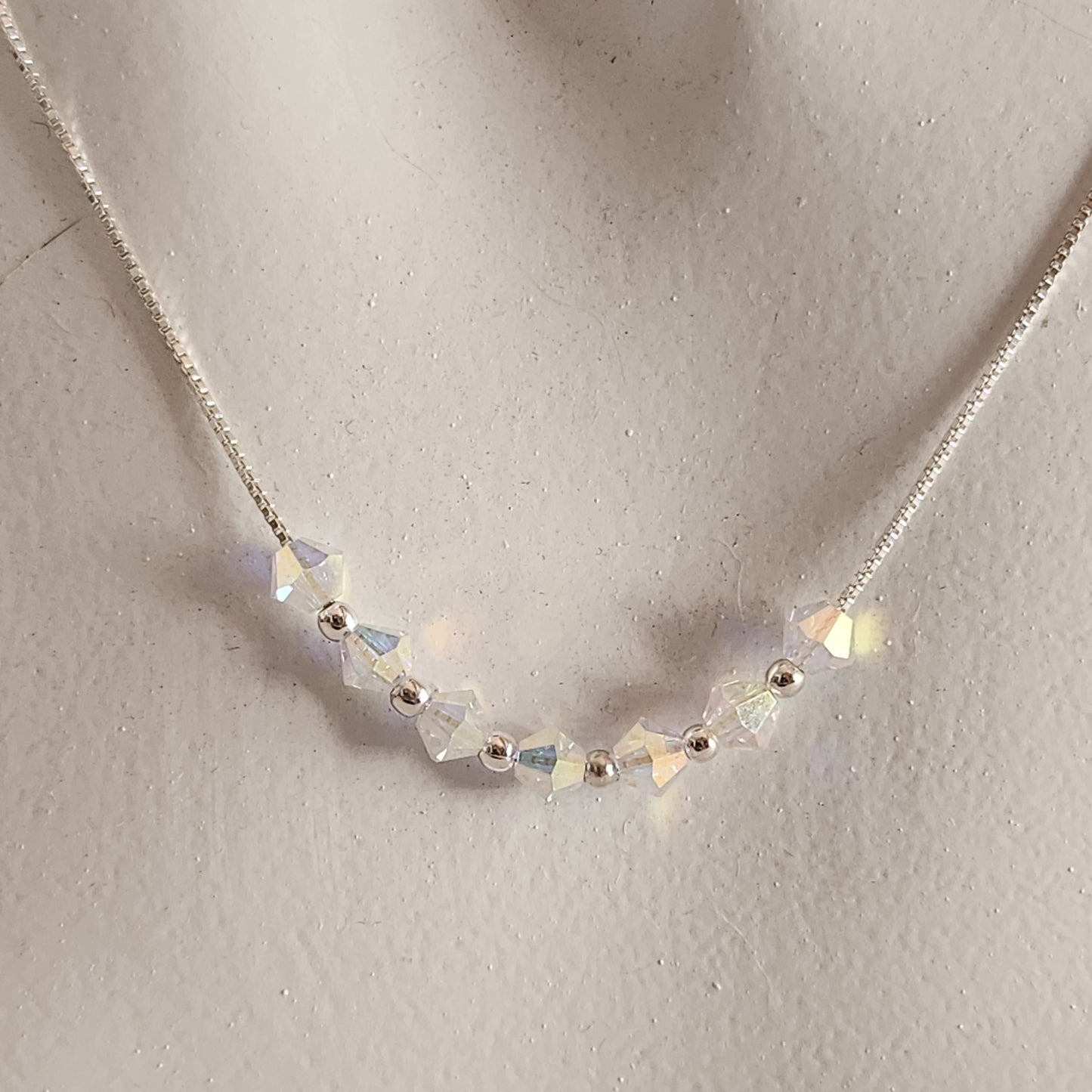 Collar Cadena Veneciana Cristal Swarovski Elements Plata 925 Varios Colores