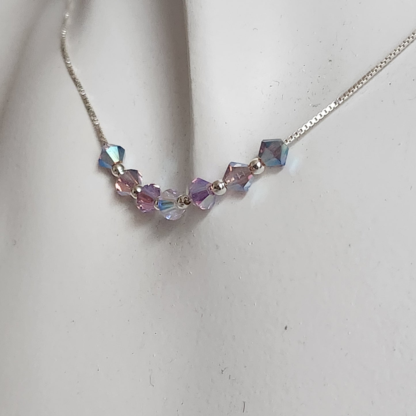 Collar Cadena Veneciana Cristal Swarovski Elements Plata 925 Varios Colores