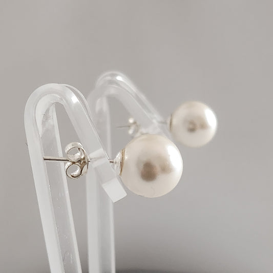 Aros Perla Premium Austria 10mm White Blanca Plata 925