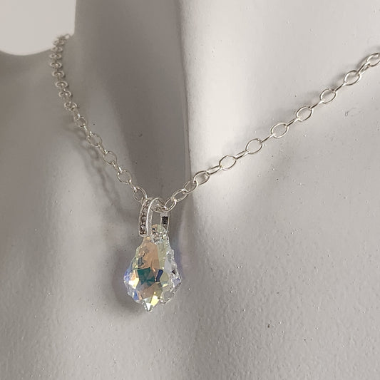 Collar BAROQUE 16mm Cristal Swarovski Elements Aurora Boreal Plata 925