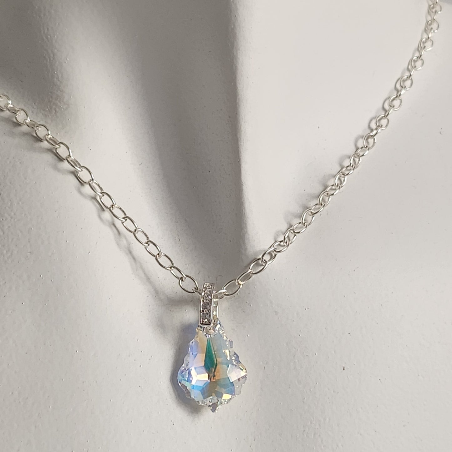 Collar BAROQUE 16mm Cristal Swarovski Elements Aurora Boreal Plata 925
