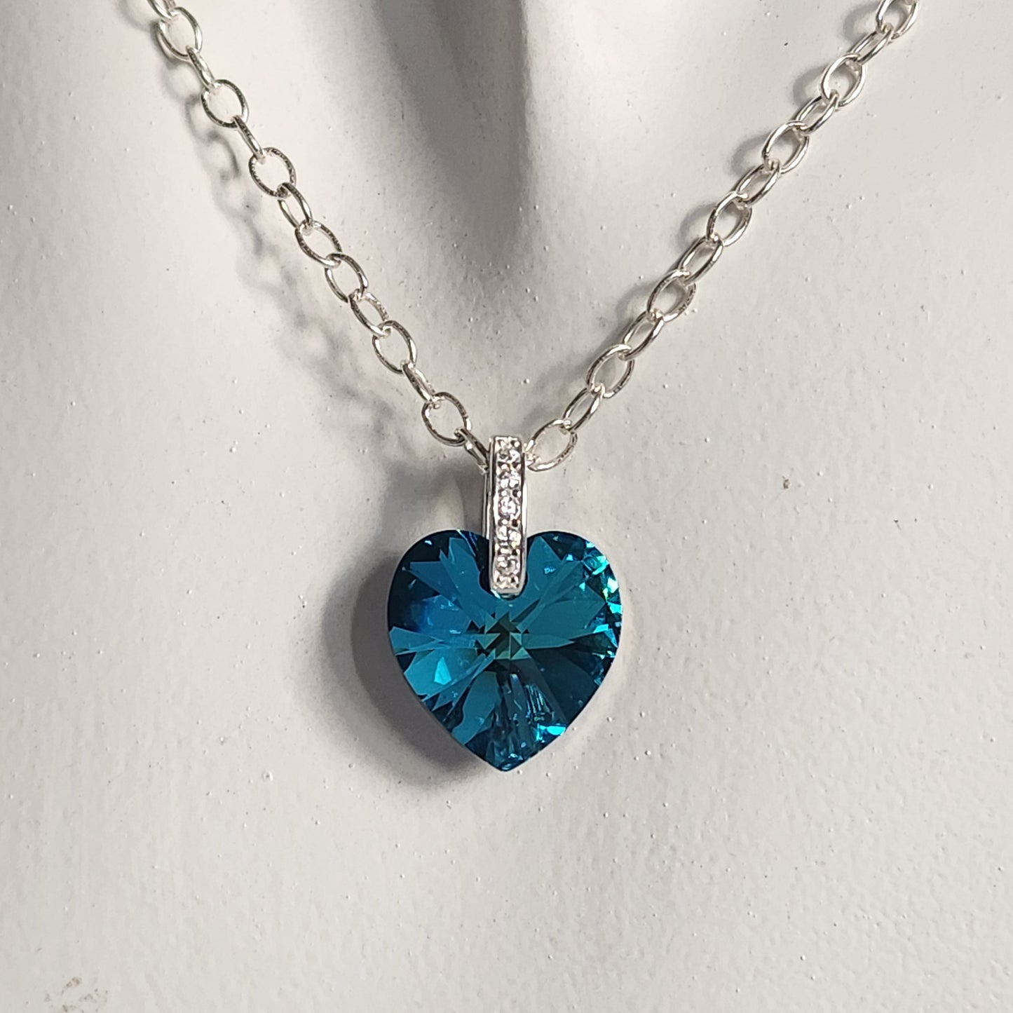 Collar Corazón Swarovski Elements 18mm Cadena Plata 925 Drop Varios Colores