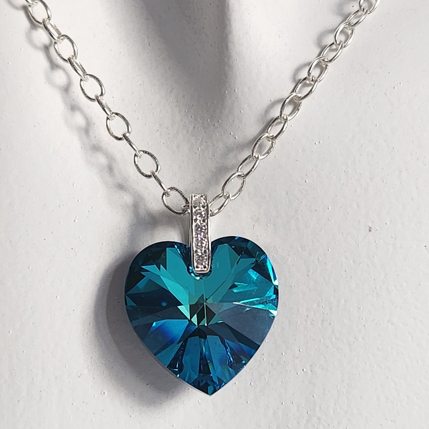 Collar Corazón Swarovski Elements 18mm Cadena Plata 925 Drop Varios Colores