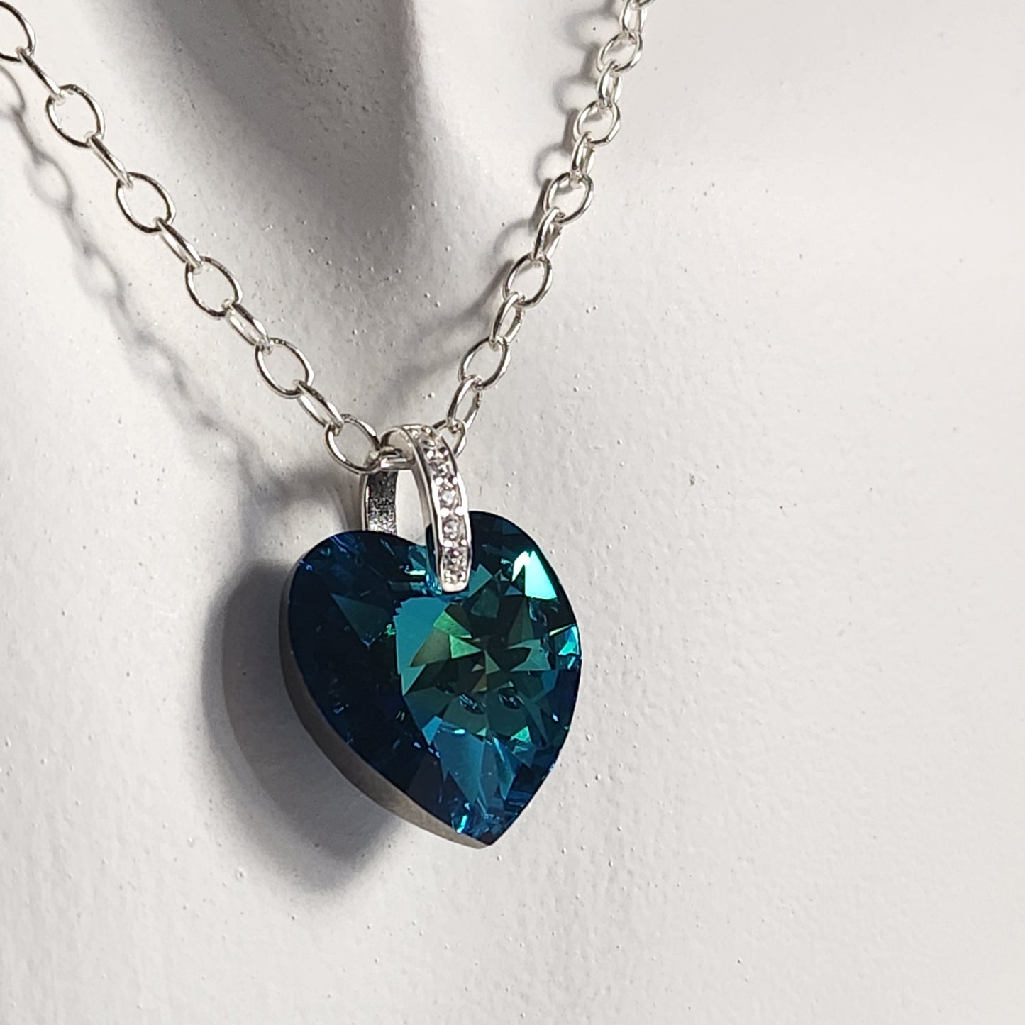 Collar Corazón Swarovski Elements 18mm Cadena Plata 925 Drop Varios Colores