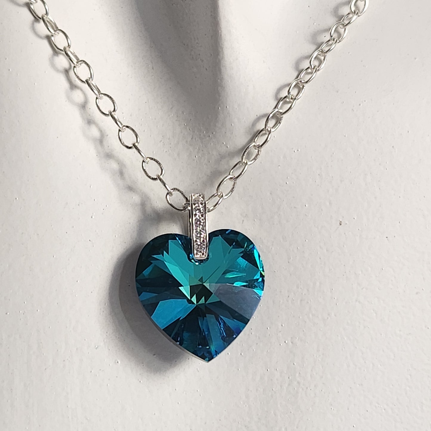 Collar Corazón Swarovski Elements 18mm Cadena Plata 925 Drop Varios Colores