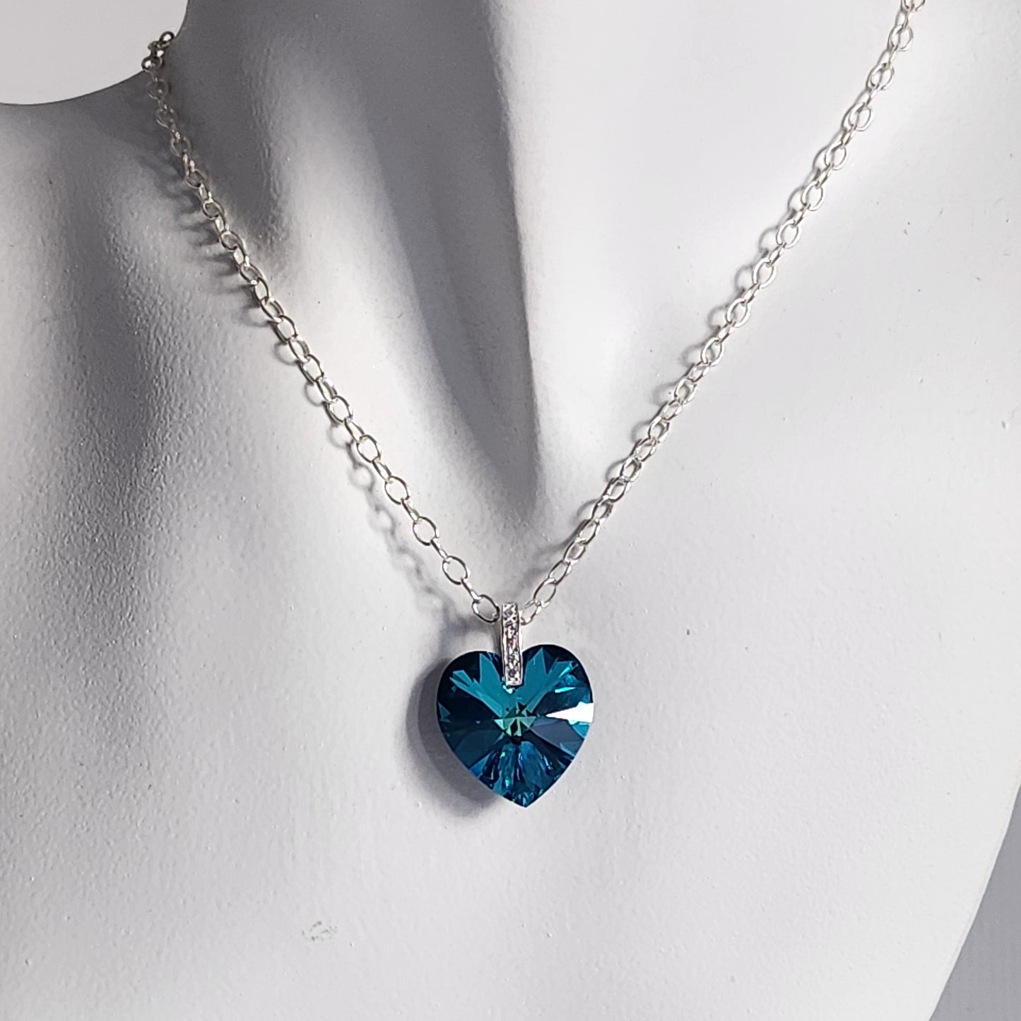 Collar Corazón Swarovski Elements 18mm Cadena Plata 925 Drop Varios Colores
