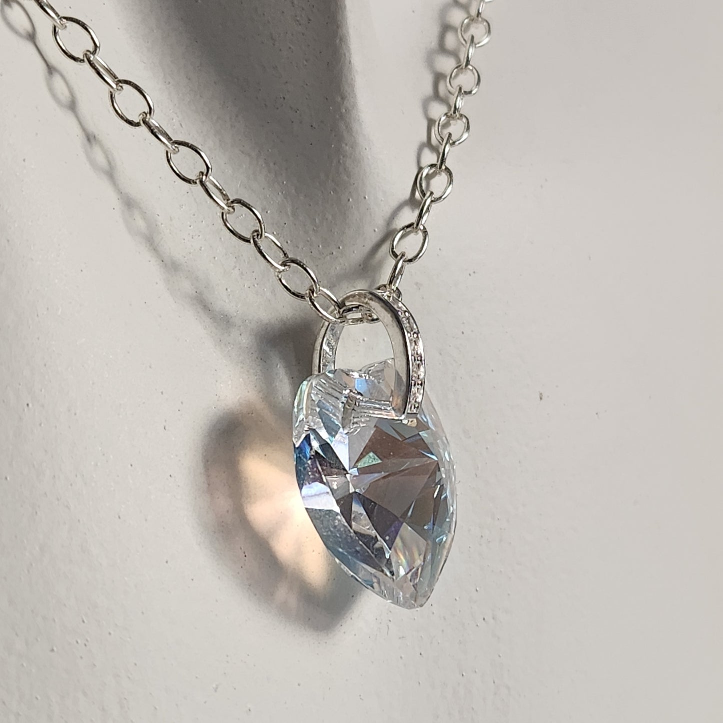 Collar Corazón Swarovski Elements 18mm Cadena Plata 925 Drop Varios Colores