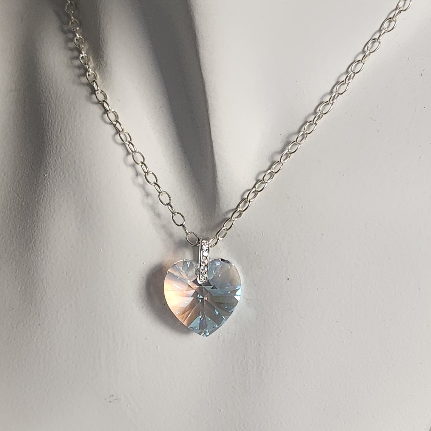 Collar Corazón Swarovski Elements 18mm Cadena Plata 925 Drop Varios Colores