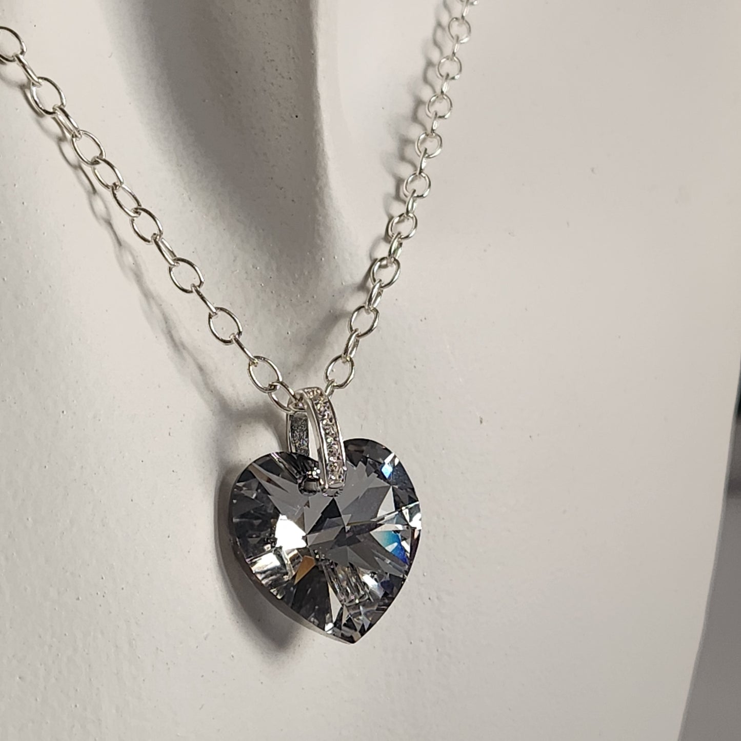 Collar Corazón Swarovski Elements 18mm Cadena Plata 925 Drop Varios Colores
