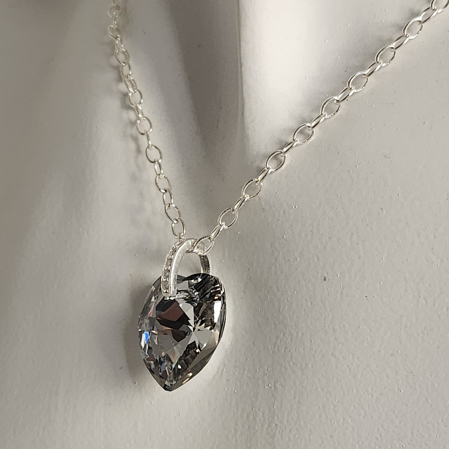 Collar Corazón Swarovski Elements 18mm Cadena Plata 925 Drop Varios Colores