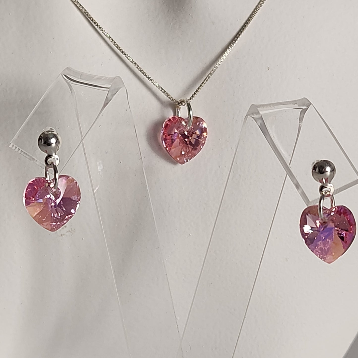 Conjunto Aros + Corazón 10mm Cristal Swarovski Elements Plata 925