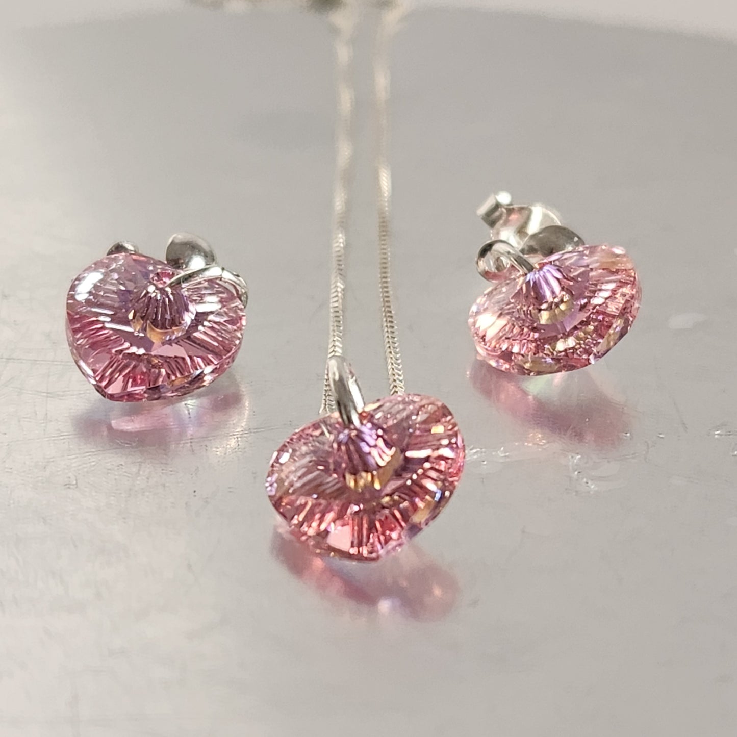 Conjunto Aros + Corazón 10mm Cristal Swarovski Elements Plata 925