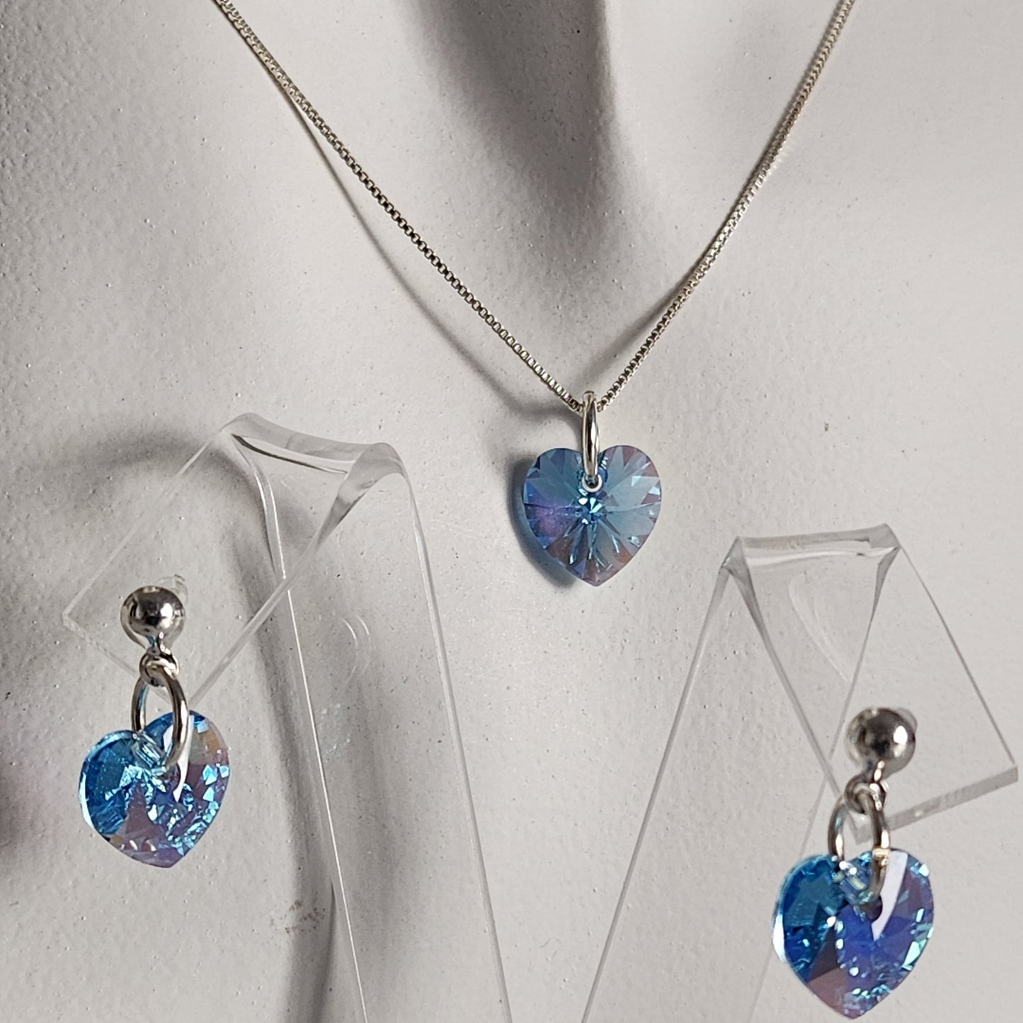 Conjunto Aros + Corazón 10mm Cristal Swarovski Elements Plata 925
