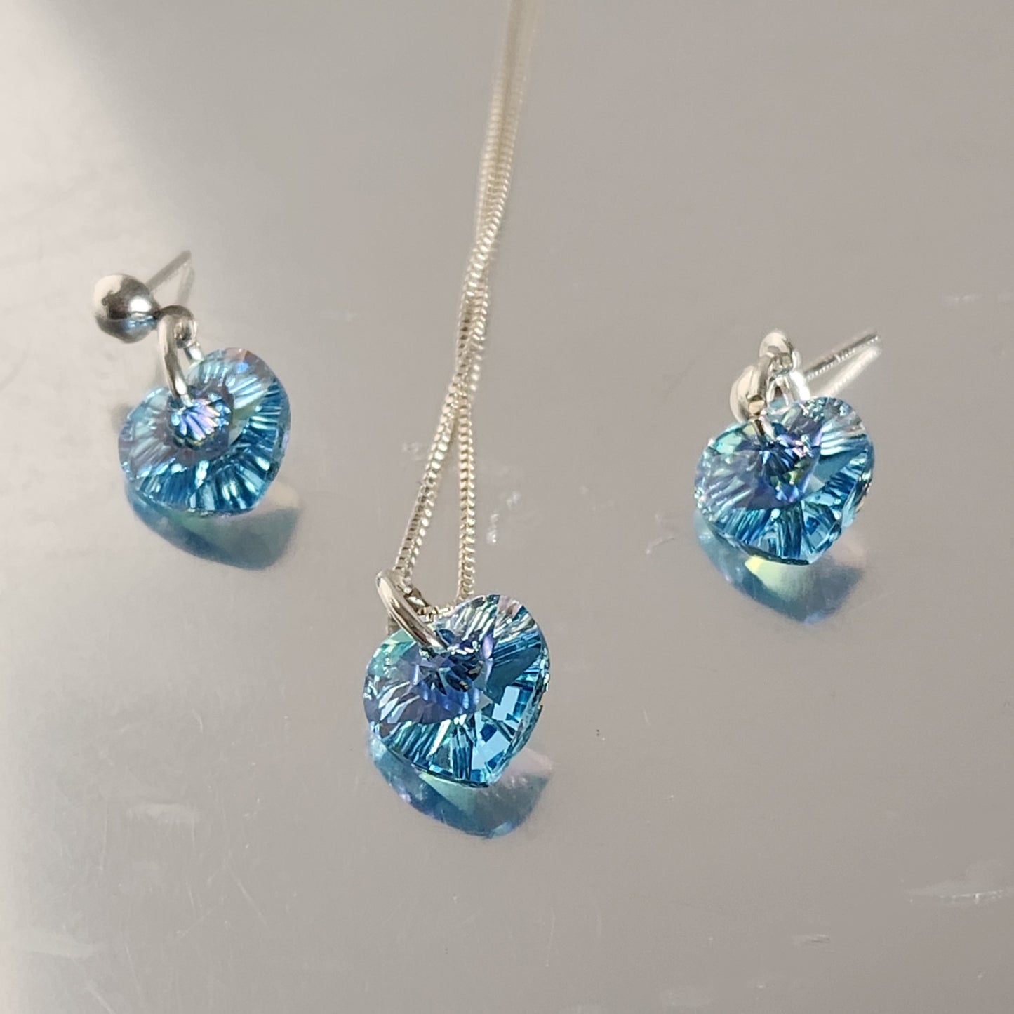 Conjunto Aros + Corazón 10mm Cristal Swarovski Elements Plata 925