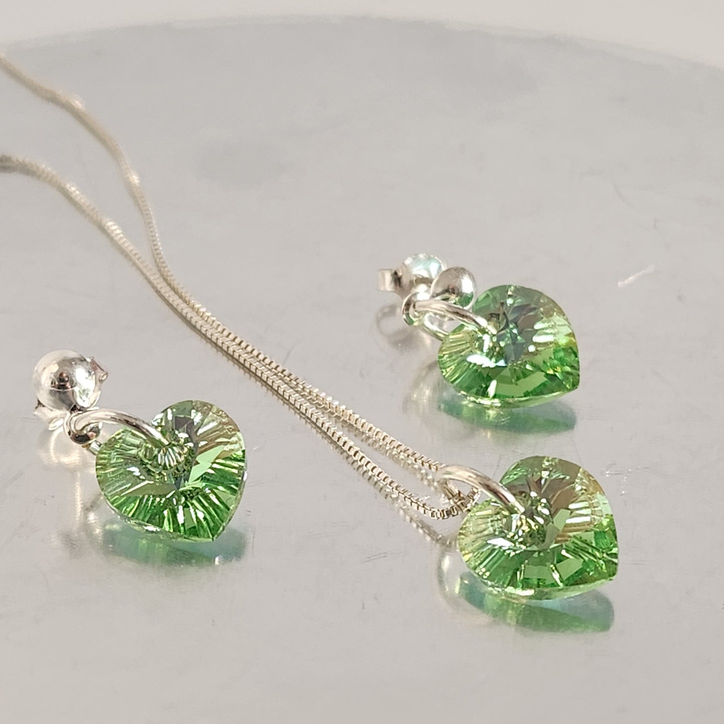 Conjunto Aros + Corazón 10mm Cristal Swarovski Elements Plata 925