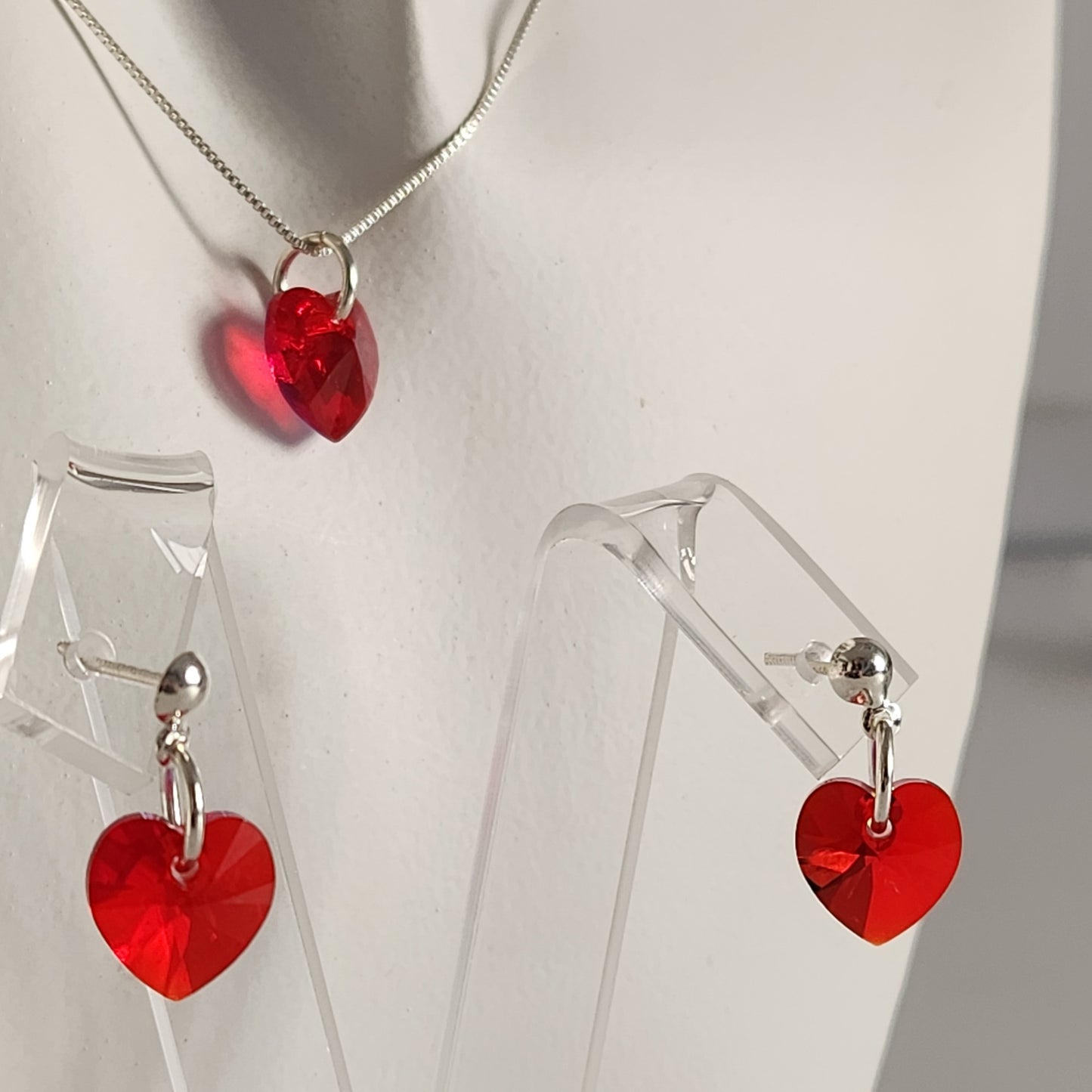 Conjunto Aros + Corazón 10mm Cristal Swarovski Elements Plata 925