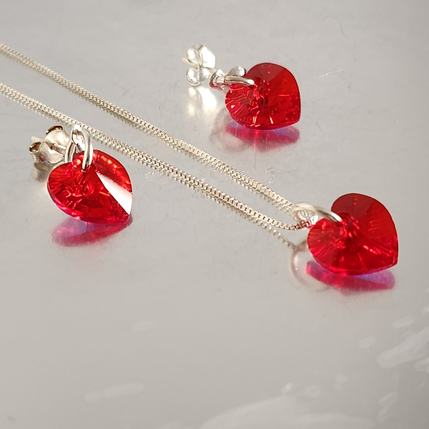 Conjunto Aros + Corazón 10mm Cristal Swarovski Elements Plata 925