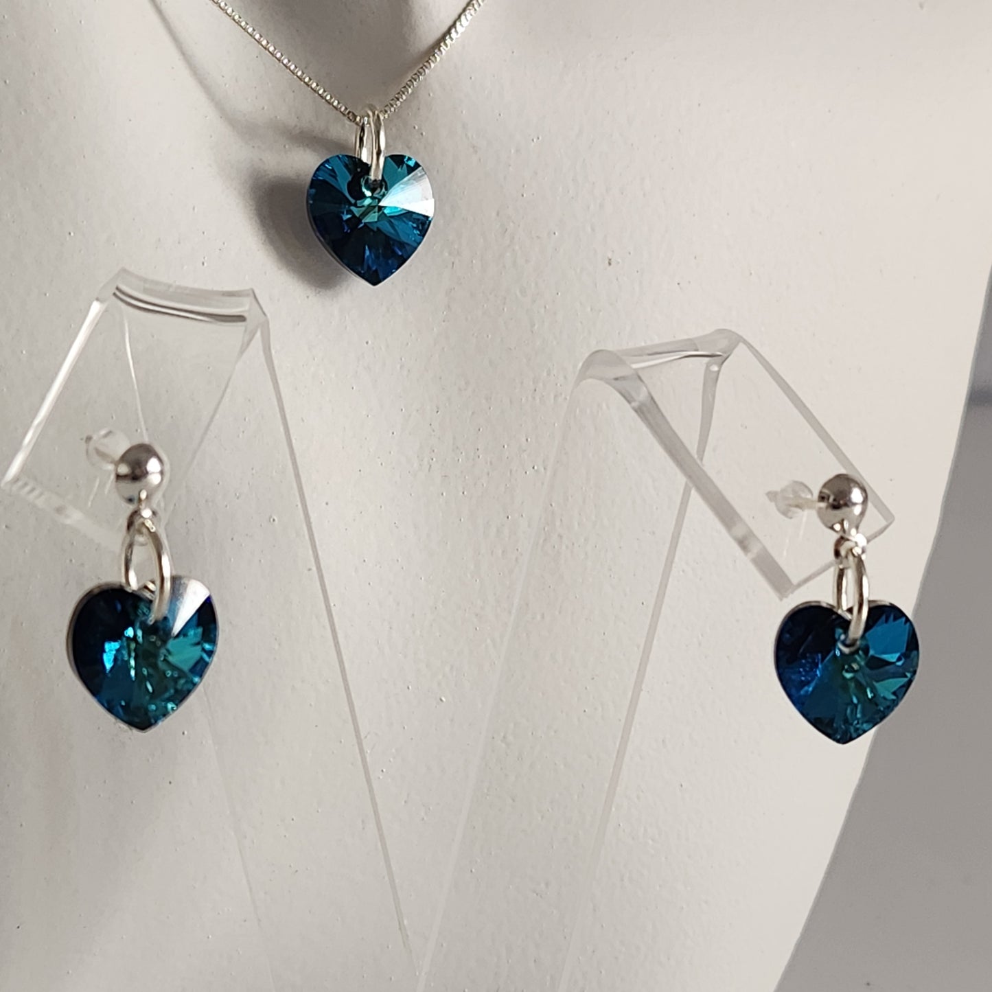 Conjunto Aros + Corazón 10mm Cristal Swarovski Elements Plata 925