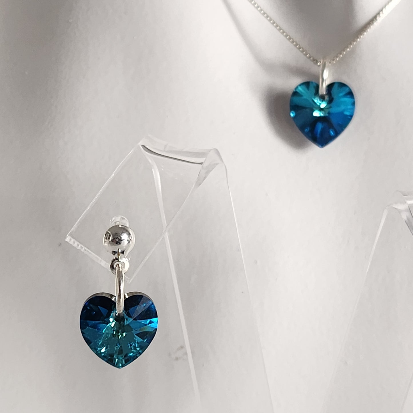 Conjunto Aros + Corazón 10mm Cristal Swarovski Elements Plata 925