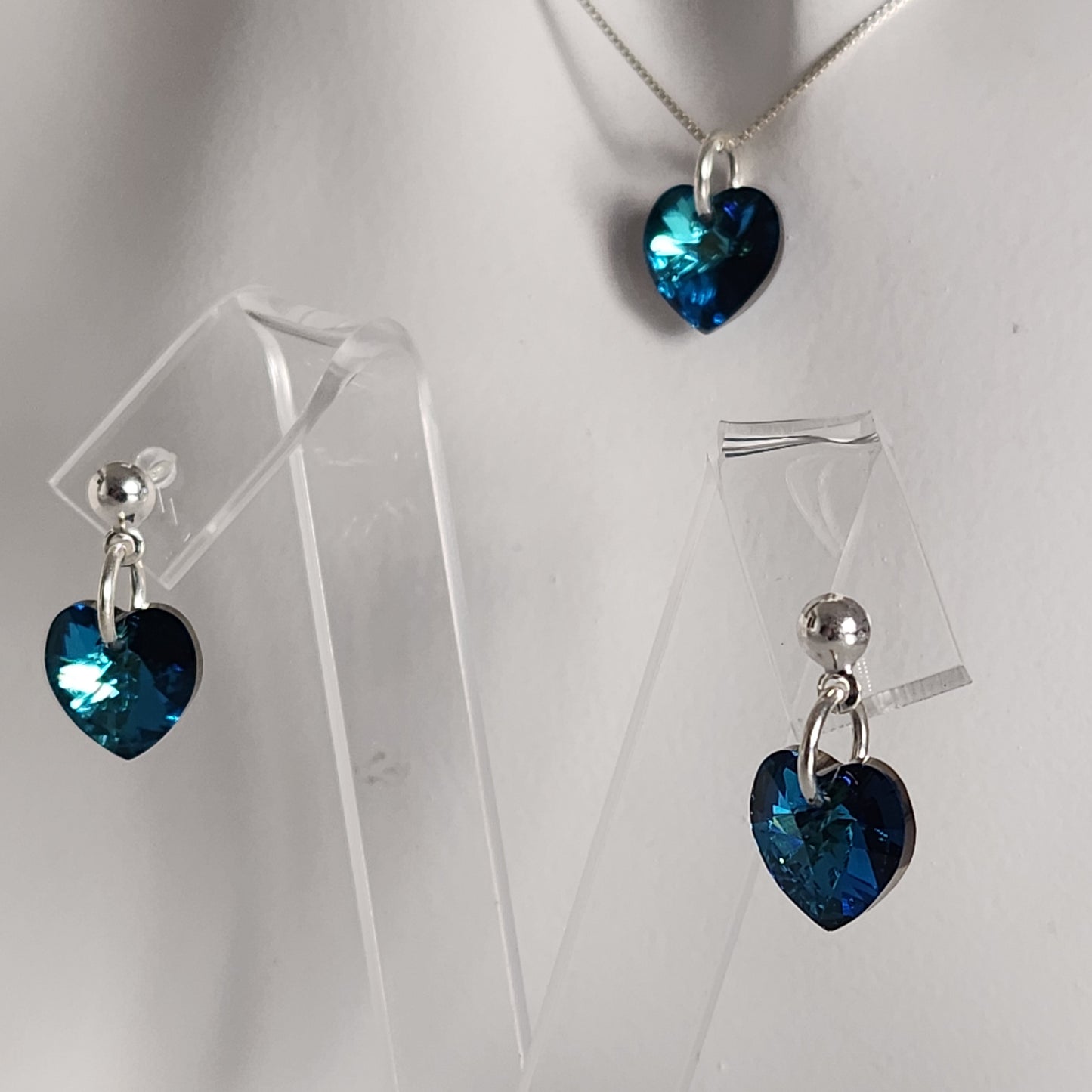 Conjunto Aros + Corazón 10mm Cristal Swarovski Elements Plata 925