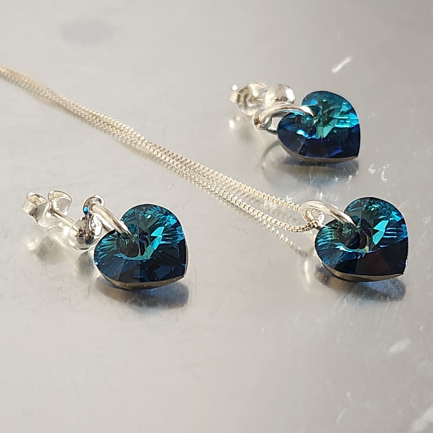 Conjunto Aros + Corazón 10mm Cristal Swarovski Elements Plata 925