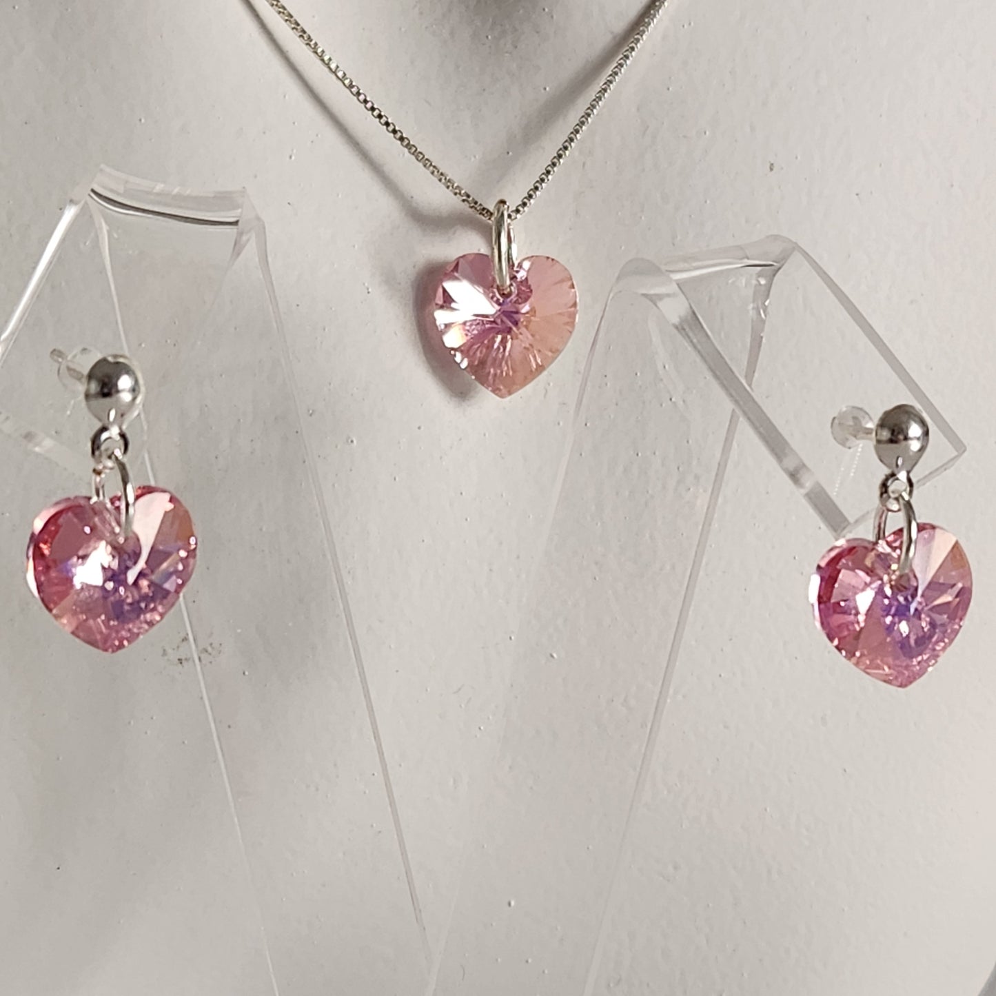 Conjunto Aros + Corazón 10mm Cristal Swarovski Elements Plata 925