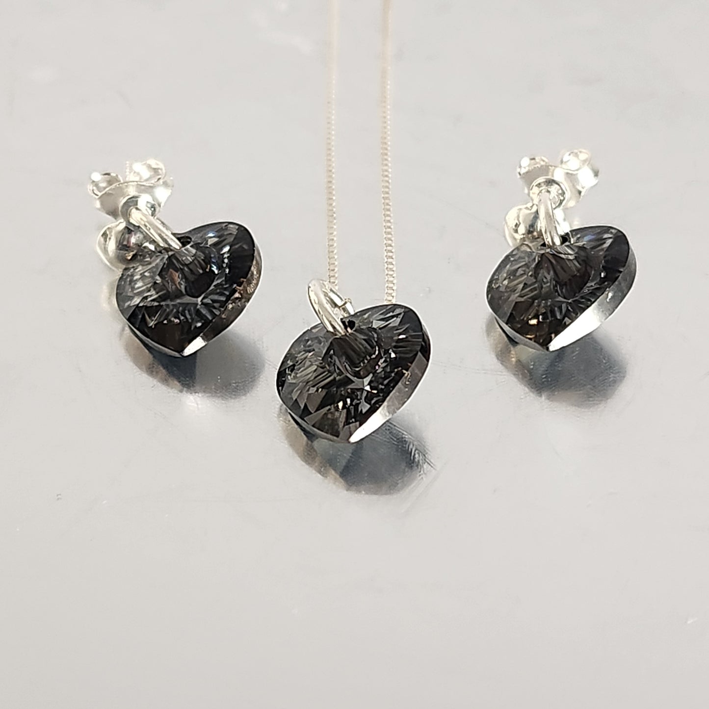 Conjunto Aros + Corazón 10mm Cristal Swarovski Elements Plata 925