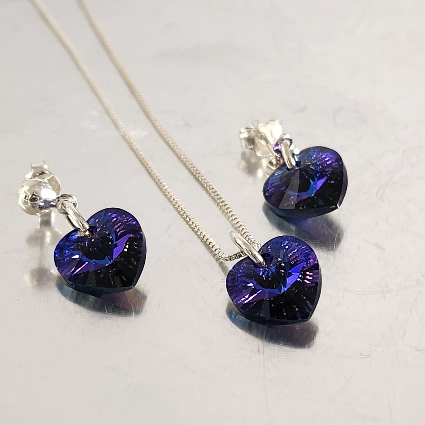 Conjunto Aros + Corazón 10mm Cristal Swarovski Elements Plata 925